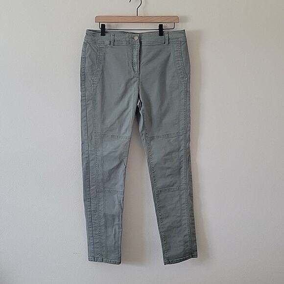 Chico's Utility Green Brooke Seamed Regular Slim Leg Twill Pants Size 8 - Picture 1 of 7